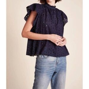 BIRDS OF PARADIS CLARA  EYELET LACE BLOUSE  XS